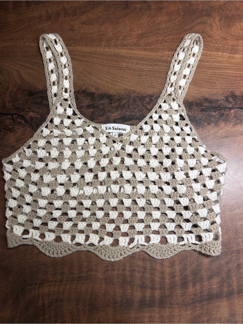 En Saison Crochet Knit Crop Tank Top